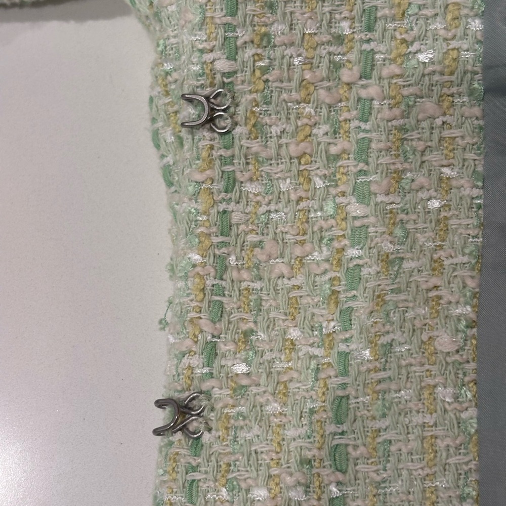 Talbots Tulip Patch Light Green Tweed Blazer Size… - image 6